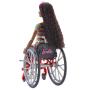 Muñeca Barbie Fashionistas 166 con silla de ruedas y cabello moreno ondulado