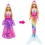 ​Muñeca Barbie Dreamtopia 2 en 1 de princesa a sirena que se transforma a la moda (rubia, 11,5 pulgadas) con 3 looks y accesorios