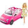 Muñeca Barbie y Vehículo Fiat 500