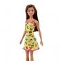 Muñeca Barbie básica con vestido amarillo con mariposas