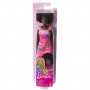 Barbie muñeca con vestido y estampado del logo de Barbie rosa