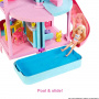 Casa de muñecas Barbie, casa de juegos Chelsea con 2 mascotas, muebles y accesorios, ascensor, piscina, tobogán, piscina de bolas y más (exclusivo de Amazon)