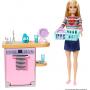 Paquete de muebles y accesorios de Barbie, decoración de casa de muñecas Barbie, tema de lavavajillas, tareas de cocina y limpieza