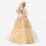 Muñeca Barbie navideña 2023, regalo de coleccionista de temporada, vestido dorado y cabello rubio