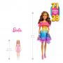 Muñeca Barbie grande, 28 pulgadas de alto, cabello rubio y vestido de arcoíris (latina)