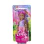 Muñeca Barbie Royal Chelsea con pelo rosa, falda estampada colorida