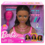 Cabeza de peinado para muñeca Barbie, cabello castaño con 20 accesorios coloridos