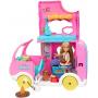 Barbie Chelsea Camper Playset 2 en 1 con muñeca pequeña Chelsea, 2 mascotas y 15 accesorios