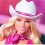 Muñeca coleccionable de Barbie la película, Margot Robbie como Barbie en traje rosa del Oeste