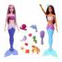 Pack de 2 muñecas Barbie sirena con animales marinos, diademas y accesorios oceánicos