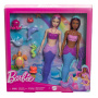 Pack de 2 muñecas Barbie sirena con animales marinos, diademas y accesorios oceánicos