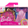 Barbie Premium Pink Donut Fashion Bag, vestido rosa, tacones naranjas y accesorios