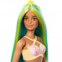 Muñeca Barbie Sirena Pelo Azul y Amarillo