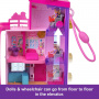 Barbie Polly Pocket Dreamhouse Compact, casa de muñecas, juego con 3 micromuñecas, 1 cachorro, 11 accesorios, elevador y piscina