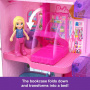 Barbie Polly Pocket Dreamhouse Compact, casa de muñecas, juego con 3 micromuñecas, 1 cachorro, 11 accesorios, elevador y piscina