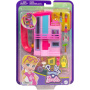 Barbie Polly Pocket Dreamhouse Compact, casa de muñecas, juego con 3 micromuñecas, 1 cachorro, 11 accesorios, elevador y piscina