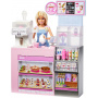 Barbie Coffee Shop Playset con muñeca barista rubia y más de 12 accesorios, incluyendo cafetera, batidora, comida, tazas y más