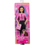 Muñeca Barbie Future Leader con pelo negro, 2 pulseras doradas y pin, incluye pegatina