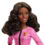 Muñeca Barbie Future Leader con cabello castaño oscuro, 2 pulseras doradas y alfiler, incluye pegatina