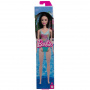 Muñeca Barbie de playa con cabello negro y traje de baño azul tropical