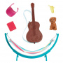 Barbie World Juego de Hamacas con 7 Accesorios para Acampar Que Incluyen Hamaca Oscilante con Guitarra y Cachorro