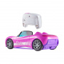 Hot Wheels Barbie Descapotable teledirigido, coche rosa de juguete por control remoto con capacidad para dos muñecas Barbie, con maletero que se abre y hoja de pegatinas para personalizarlo