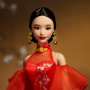 Muñeca Barbie del Año Nuevo Lunar 2025 con vestido Qipao con estampados de flores de ciruelo y accesorios dorados, Signature Collection