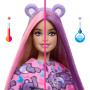 Muñeca Barbie Cutie Reveal Care Bears Series y accesorios con disfraz de oso de peluche Cheer Bear, 10 sorpresas