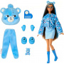 Muñeca Barbie Cutie Reveal Care Bears Series y accesorios con disfraz de oso de peluche Cheer Bear, 10 sorpresas