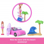 Conjunto de muñeca y vehículo Barbie Mini Barbieland con muñeca de 1,5 pulgadas y convertible playero con cambio de color