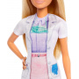 Muñeca Barbie dentista con vestido azul y bata de laboratorio, muñeca de 1 año, muebles y accesorios de médico