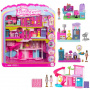 Barbie Mini Barbie Land Dreamhouse y 3 juegos con 4 muñecas de 1,5 pulgadas, muebles y accesorios