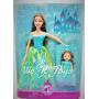 Muñecas Barbie y Kelly de la princesa con brillantina