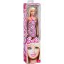Muñeca Barbie con vestido a rayas con logo cabeza Barbie