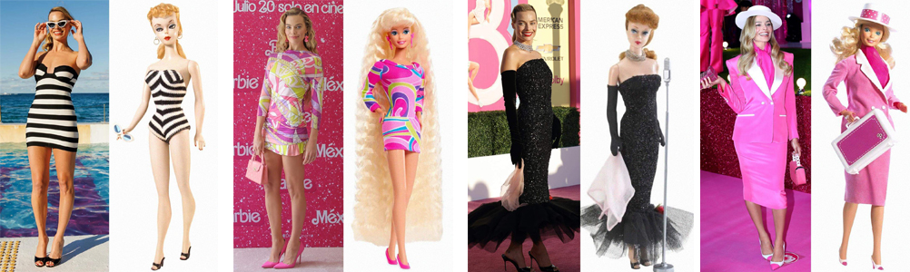 Comparativa de looks de Margot Robbie vs Barbie