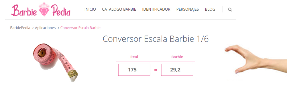 Conversor Escala Barbie, la nueva aplicación de Barbiepedia