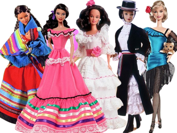 Muñecas Barbie que representan la cultura latinoamericana